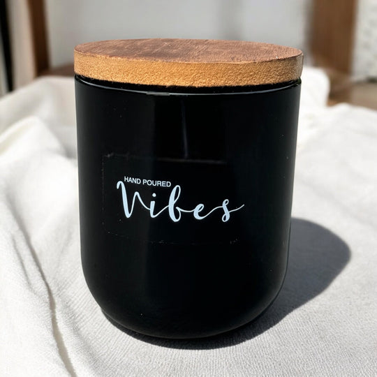 10 oz Glossy Black Soy Wax Candle (Holiday Scents)