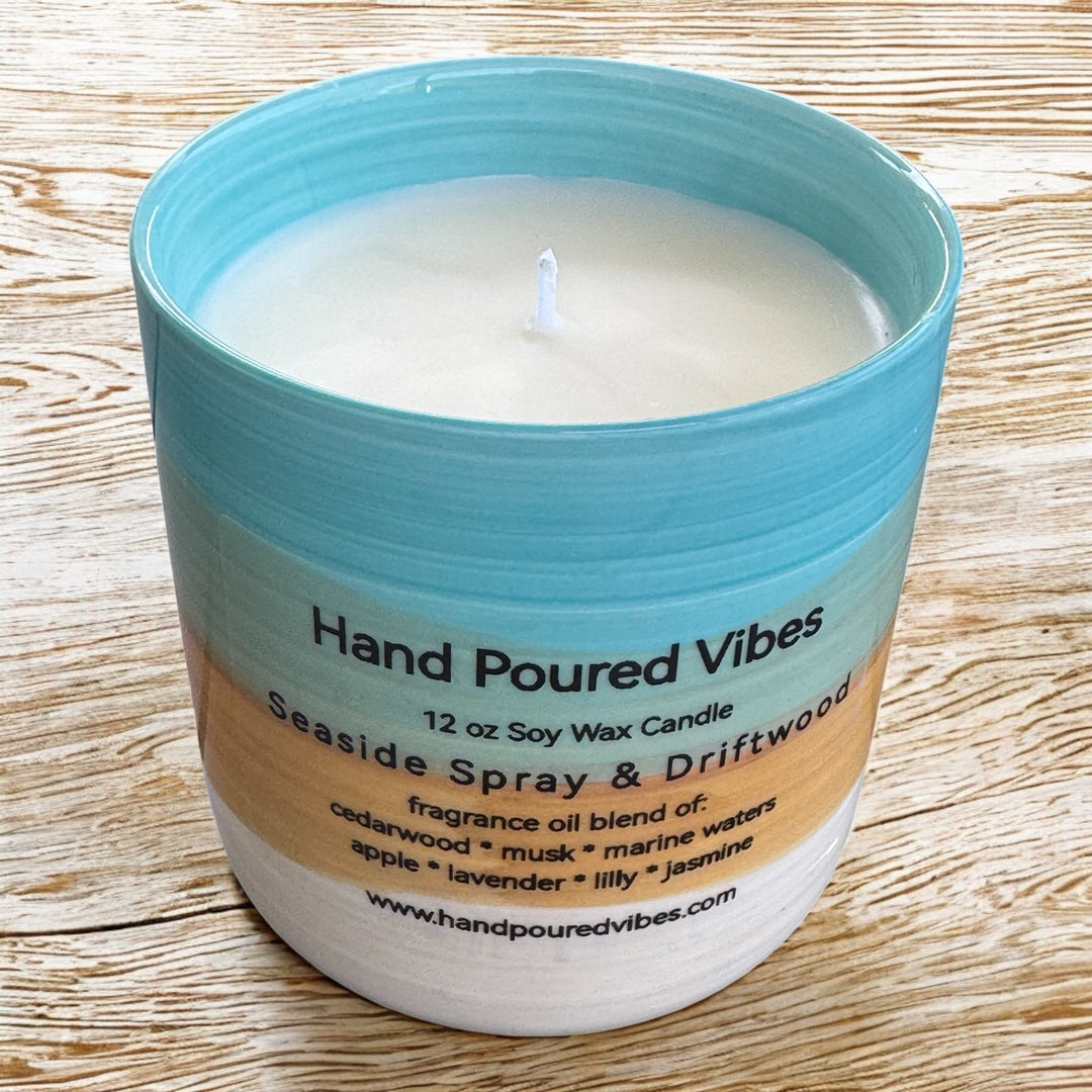 12 oz Bone China "Coastal Vibe" Soy Wax Candle "Limited Quantities"