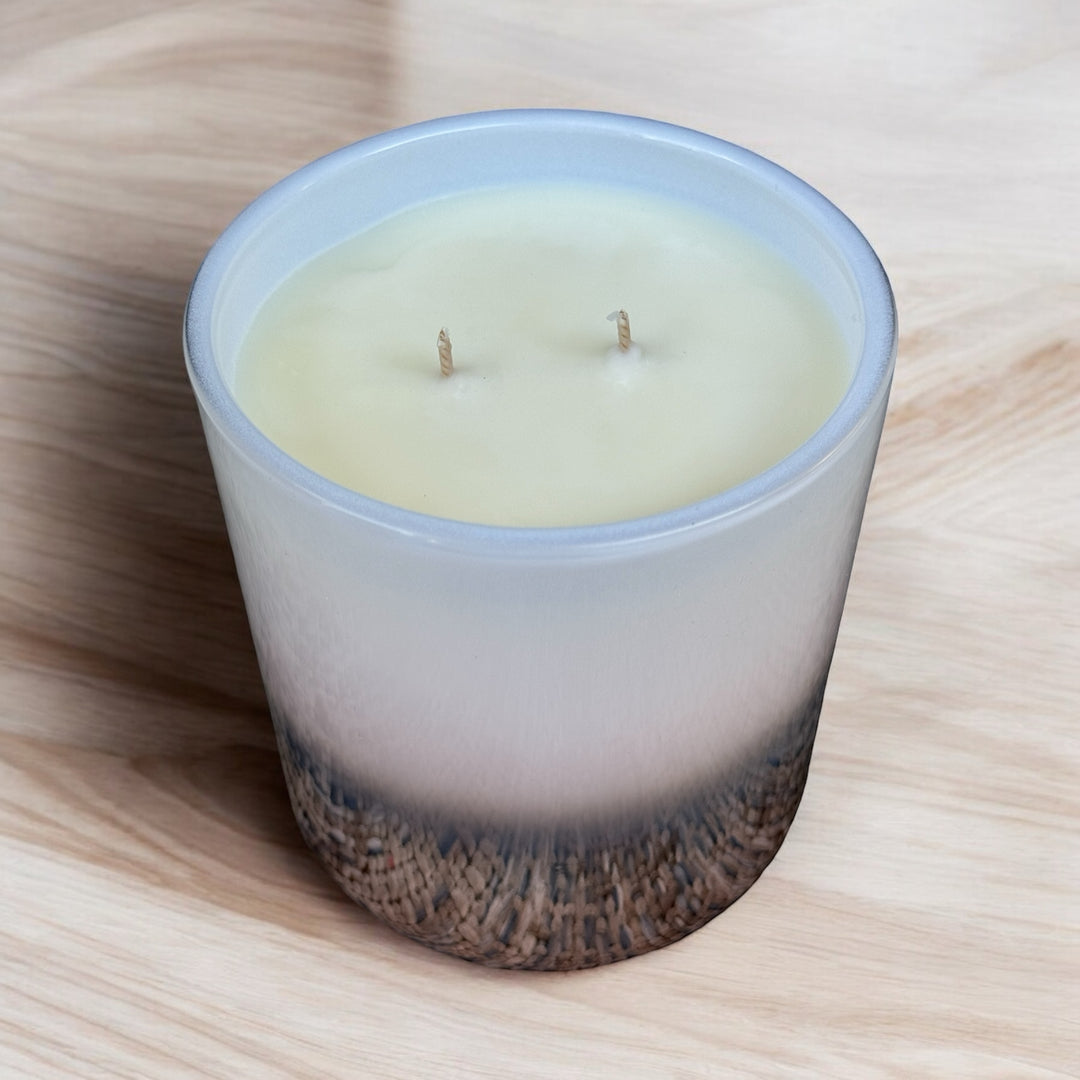 12 oz Ombre White and Bronze Soy Wax Candle